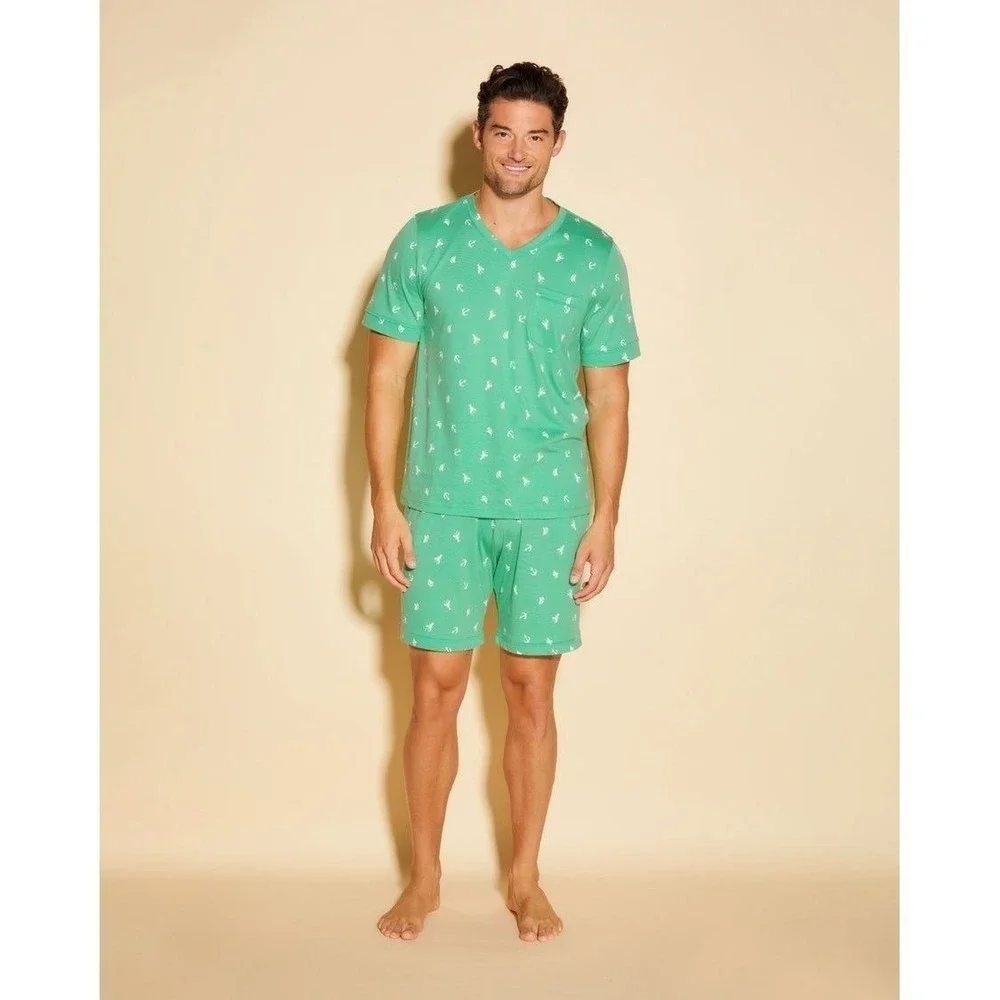 Men's Luxury Cotton Pajama Set by Cosabella – V-Neck‎ Tee & Shorts Combo size L